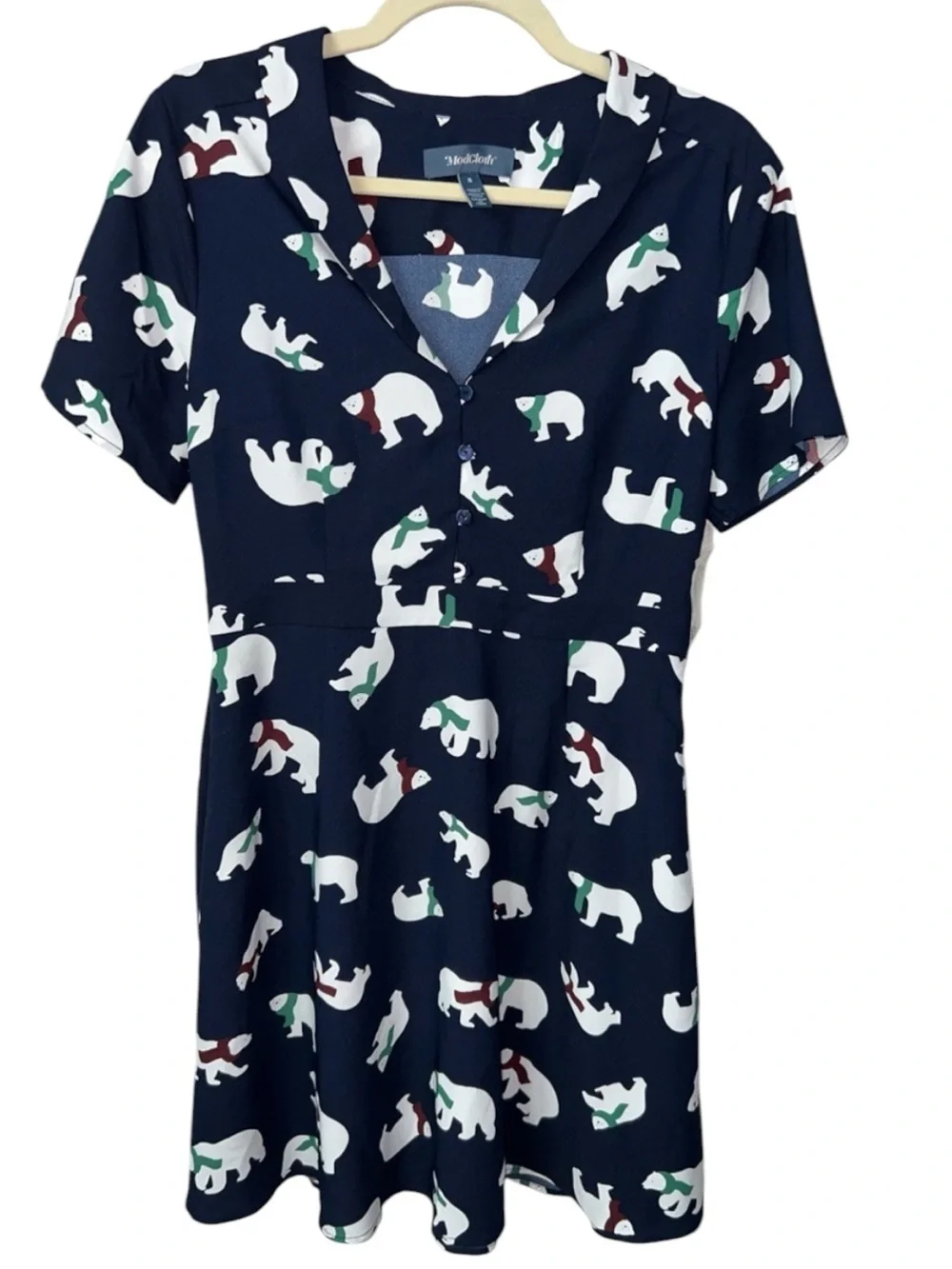 ModCloth Short Sleeve Polar Bear Dress Size 8